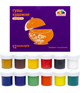 Гуаш художня 12 кольорів,...